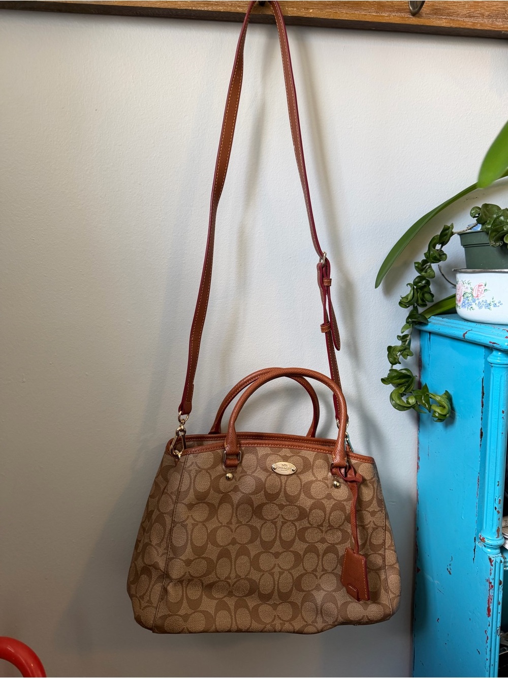 Coach Signature Margot Carryall Satchel Handbag Brown Purse Bag Classic F34608